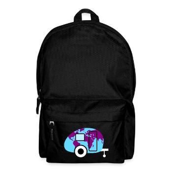 Caravan Weltkarte Wohnwagen Camping Weltenbummler - Rucksack - Schwarz - Vorne