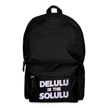 Delulu Is The Solulu 3D Silber Typografie - Rucksack - Schwarz - Vorne