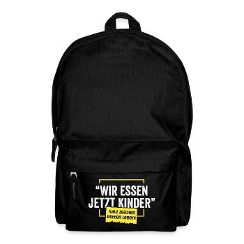 Wir essen jetzt Kinder – Satzzeichen retten Leben  - Rucksack - Schwarz - Vorne