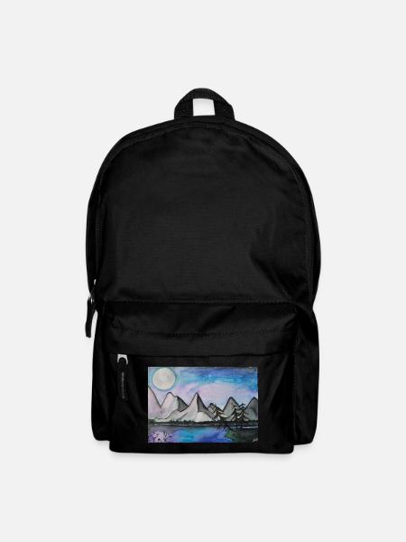 Moonlit night at the quiet lake - Backpack - black