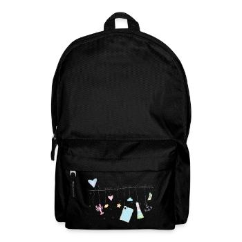 maritime zarte bunte Symbole an der Wäscheleine - Rucksack - Schwarz - Vorne
