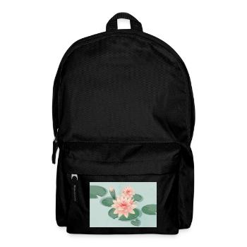 Water lily blossoms with bud in water lily pond - Backpack - black - Front