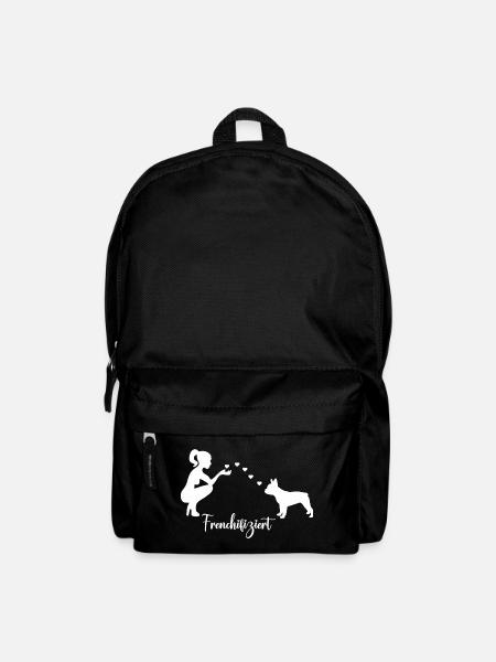 Französische Bulldogge mit Frau - Rucksack - Schwarz