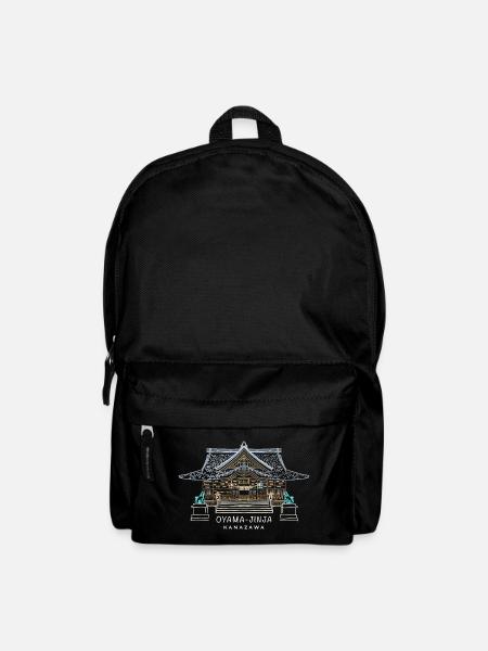 Oyama-jinja, shrine in Kanazawa, Japan, drawing - Backpack - black