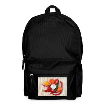 Colorful chili peppers and garlic - Backpack - black - Front