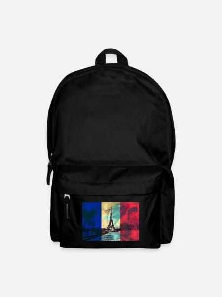 Paris Skyline Eiffelturm Frankreich Flagge Fahne - Rucksack - Schwarz