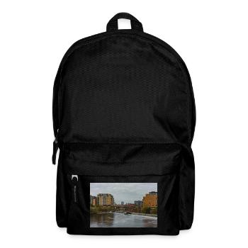 Urbane Flussszene mit Brücke - Rucksack - Schwarz - Vorne