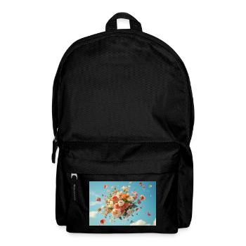Panier de fleurs flottant dans le ciel nuageux - Sac à dos - noir - Devant