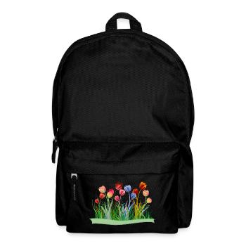 Tulipes colorées et imaginatives sur la prairie printanière - Sac à dos - noir - Devant
