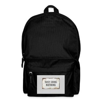 Busy Doing Nothing – Ironisches Statement Poster - Rucksack - Schwarz - Vorne