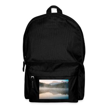 Morning fog at the quiet lake - Backpack - black - Front