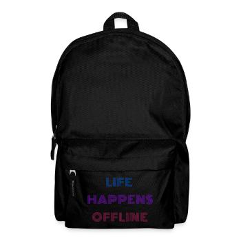 Life Happens Offline - Rucksack - Schwarz - Vorne