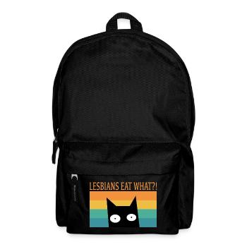 Les lesbiennes mangent quoi ? Drôles de Dictons, Chat - Sac à dos - noir - Devant
