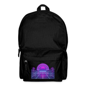 Retro Synthwave Sunset Neon Motif 80s - Backpack - black - Front