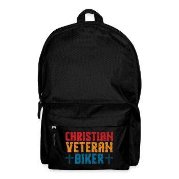 Christian Veteran Biker Faith Rider Design - Backpack - black - Front