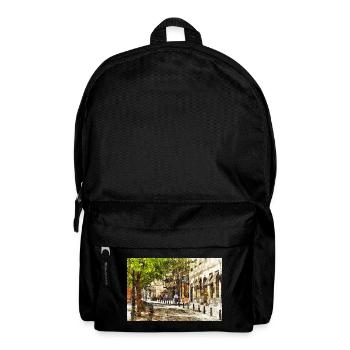 Watercolor style Sketch of sunny Brussels street - Backpack - black - Front