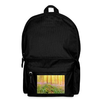 Lumière de la forêt de jacinthes bleues baignée de soleil - Sac à dos - noir - Devant