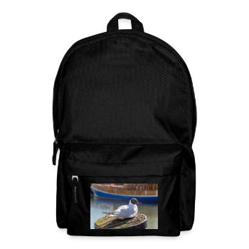 Möwe im Büsumer Hafen Deutschland Poster - Rucksack - Schwarz - Vorne