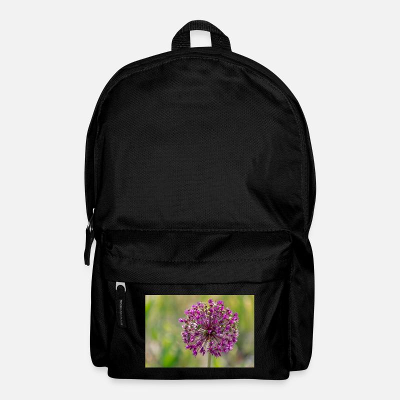 Gros plan d’une fleur violette - Poireau géant - Sac à dos - noir