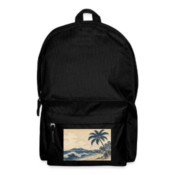 Fuji Küstenholzschnitt Palmenstrand - Rucksack - Schwarz - Vorne