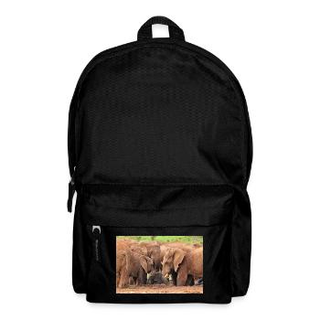 Herd of elephants bathing in the waterhole - Backpack - black - Front