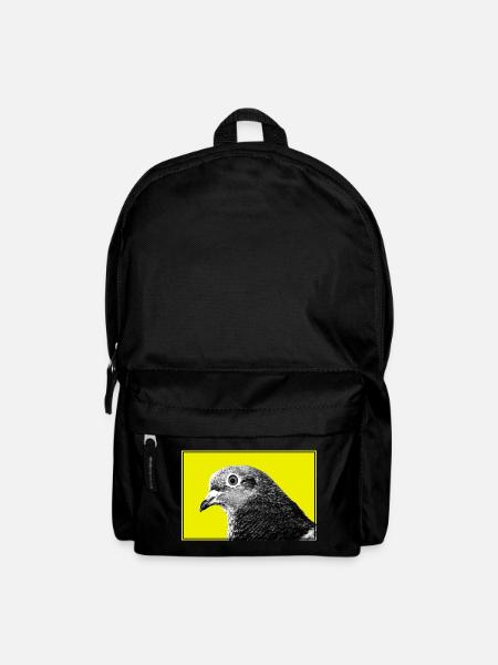 Pigeon Pop Portrait on Yellow - Backpack - black