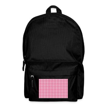 Rosa Gingham-Kariertes Muster - Rucksack - Schwarz - Vorne