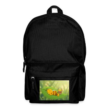 Verträumte Biene auf einem Blatt mit Honig - Rucksack - Schwarz - Vorne