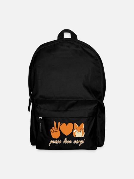 Corgi Peace Love Heart - Backpack - black