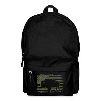 Tarn-US-Flagge-Bison-Silhouetten-Design - Rucksack - Schwarz - Vorne