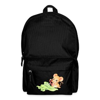 Maus - Niedliches Mäuschen schneidet Stoff - Rucksack - Schwarz - Vorne