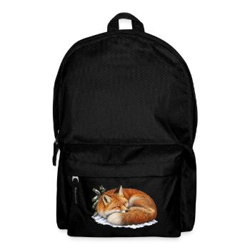 Roter Fuchs rollte sich unter dem ersten Schnee zusammen - Rucksack - Schwarz - Vorne