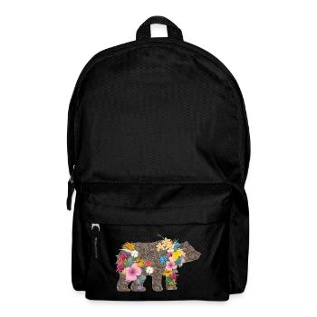 Bär mit Blumen - Rucksack - Schwarz - Vorne