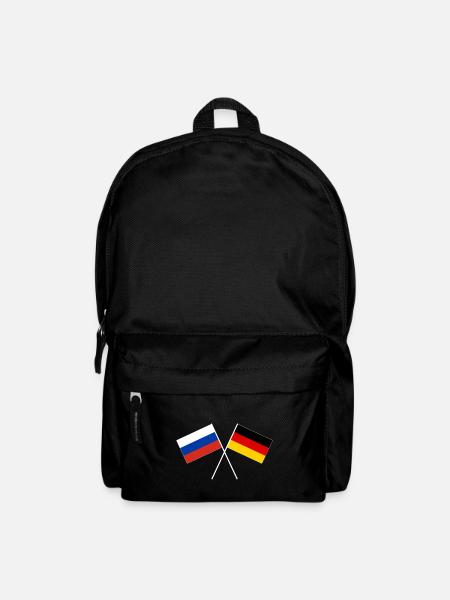 Russland Deutschland gekreuzte Fahne Flagge - Rucksack - Schwarz