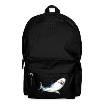 Great White Shark Watercolor Shark Art Shirt - Backpack - black - Front