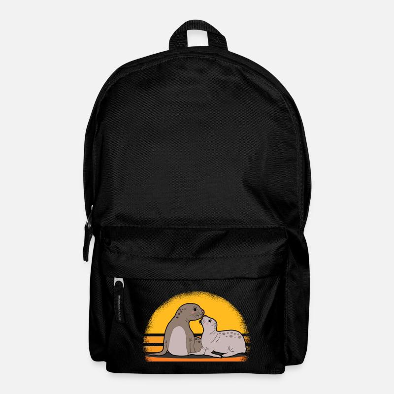 Robbe mit Baby niedliche Seehunde Robben Geschenk - Rucksack - Schwarz