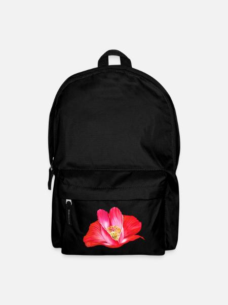 Rote Mohnblume in Herzform - Rucksack - Schwarz