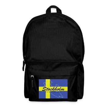 Stockholm - Hauptstadt mit GPS & Flagge - Rucksack - Schwarz - Vorne