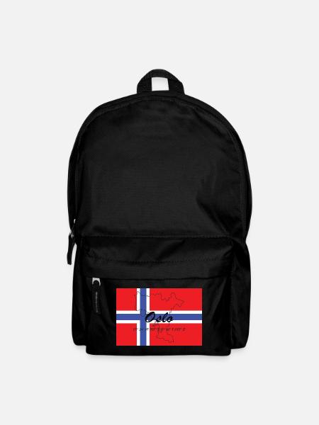 Oslo - Hauptstadt mit GPS & Flagge - Rucksack - Schwarz