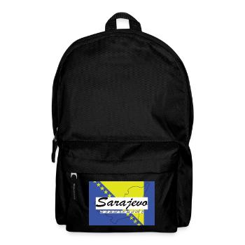 Sarajevo - Hauptstadt mit GPS & Flagge - Rucksack - Schwarz - Vorne