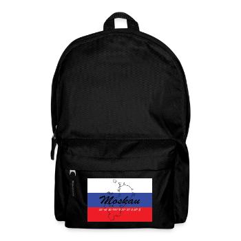 Moskau - Hauptstadt mit GPS & Flagge - Rucksack - Schwarz - Vorne