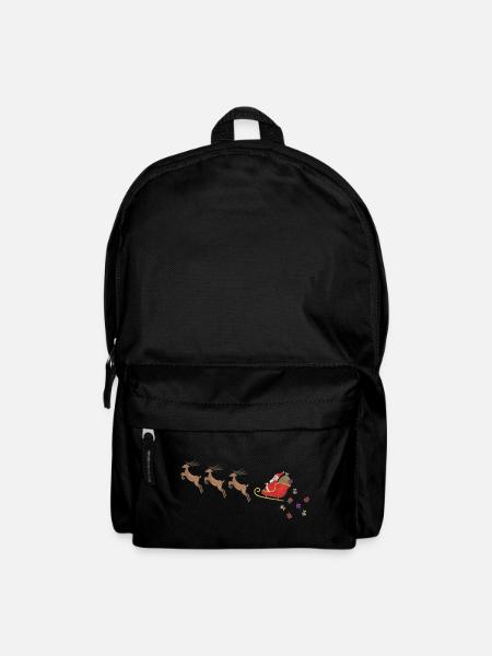 Weihnachtsman Schlitten Rudolph Rentier Geschenke - Rucksack - Schwarz