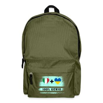 Italy and Ukraine 100% genius flag - Backpack - olive green - Front