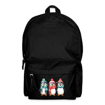 Pingouins de Noël écharpe chapeau arbre de Noël mignon - Sac à dos - noir - Devant