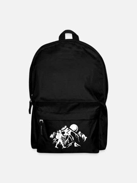 Berge wandern Natur Trekking Berg Symbol Logo - Rucksack - Schwarz