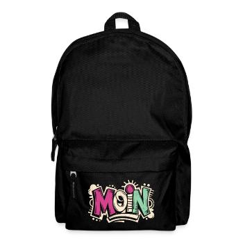 Funky Moin | Cooles Streetwear-Typo-Shirt - Rucksack - Schwarz - Vorne