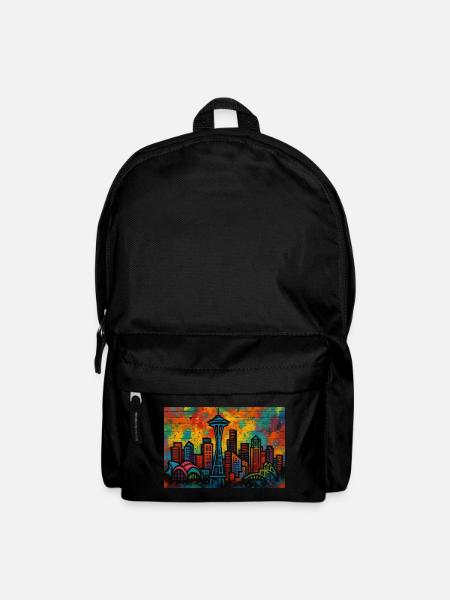 Graffiti der Seattle Skyline - Rucksack - Schwarz