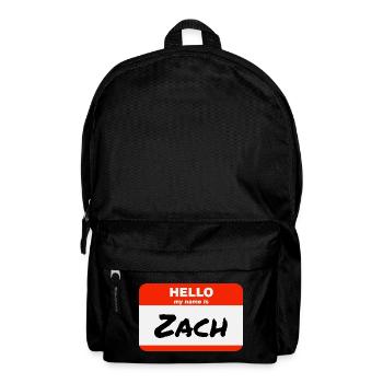 Hello My Name Is Zach Label Name Tag - Backpack - black - Front