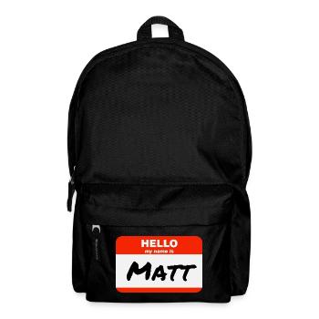 Bonjour, je m’appelle Matt Étiquette Étiquette - Sac à dos - noir - Devant