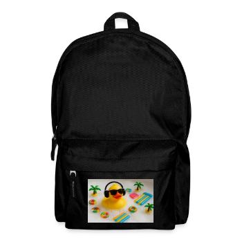 Rubber duck in the bathroom with headphones - Backpack - black - Front